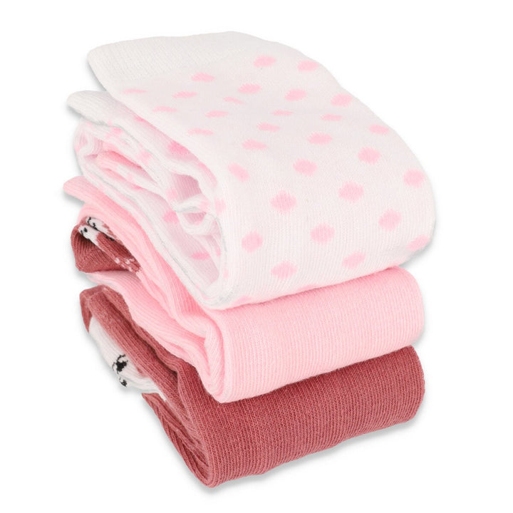 Baby Girls 3 Pack Faces Hosiery - Pink