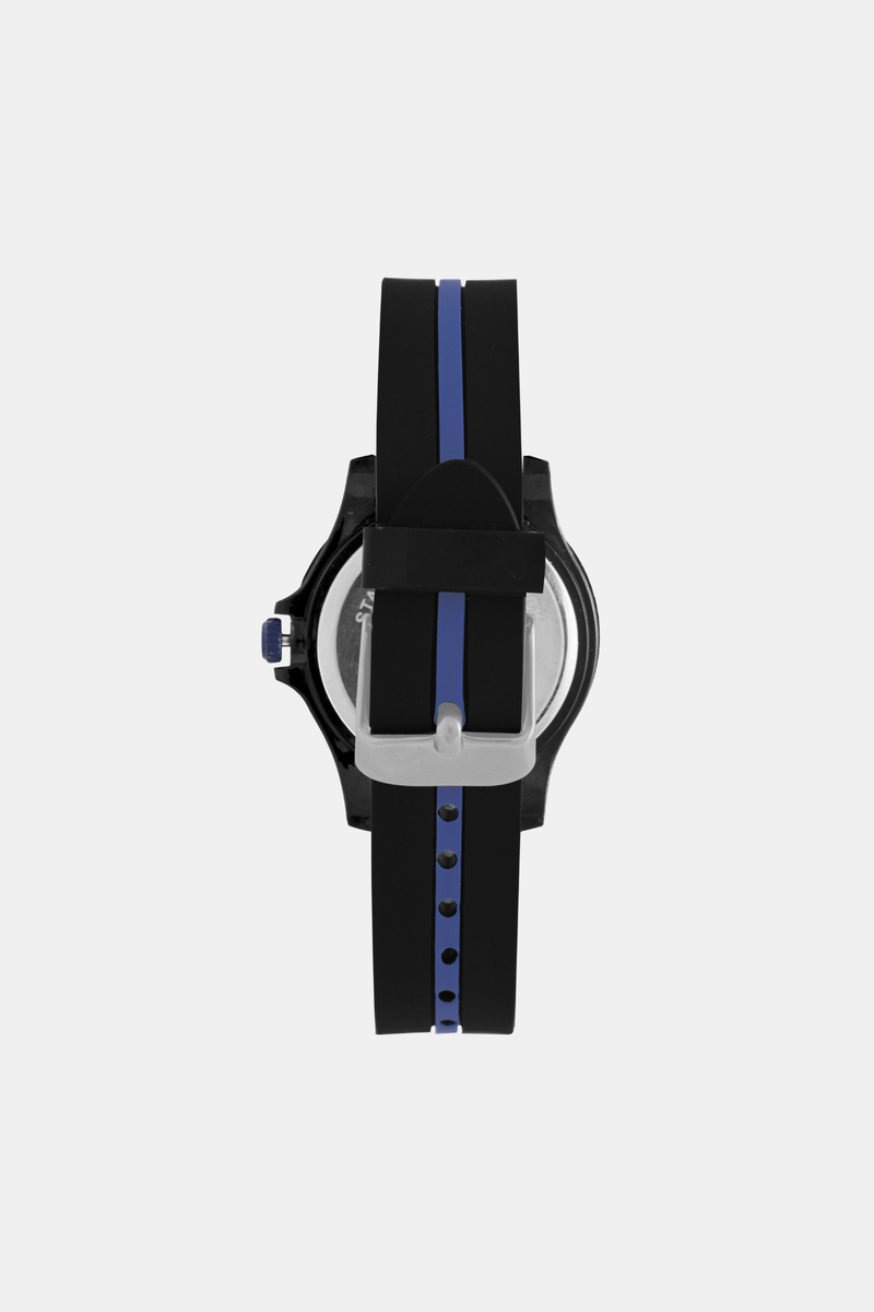 Boys Resin Sporty Top Ring Analogue Watch - Black