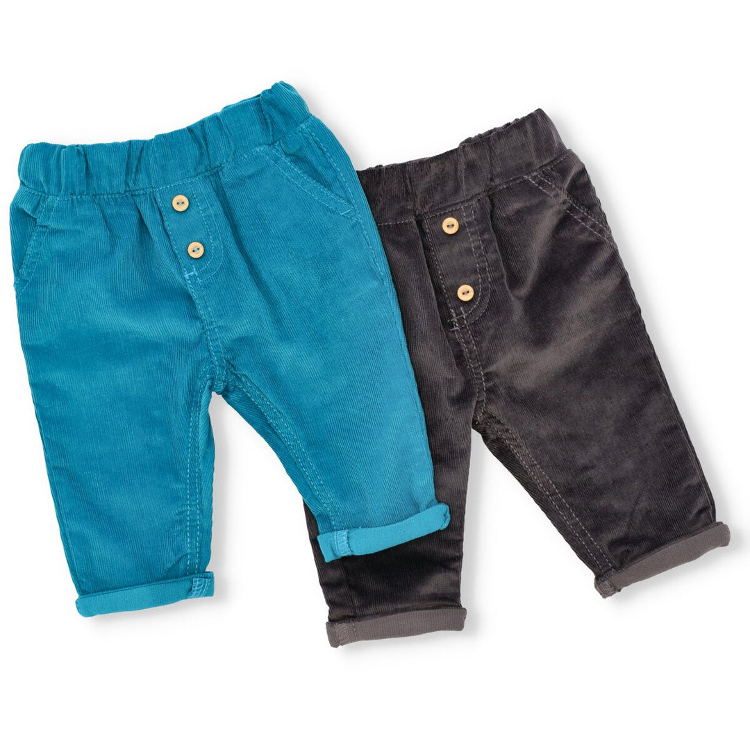 Baby Boys 2 Pack Cord Pants - Grey