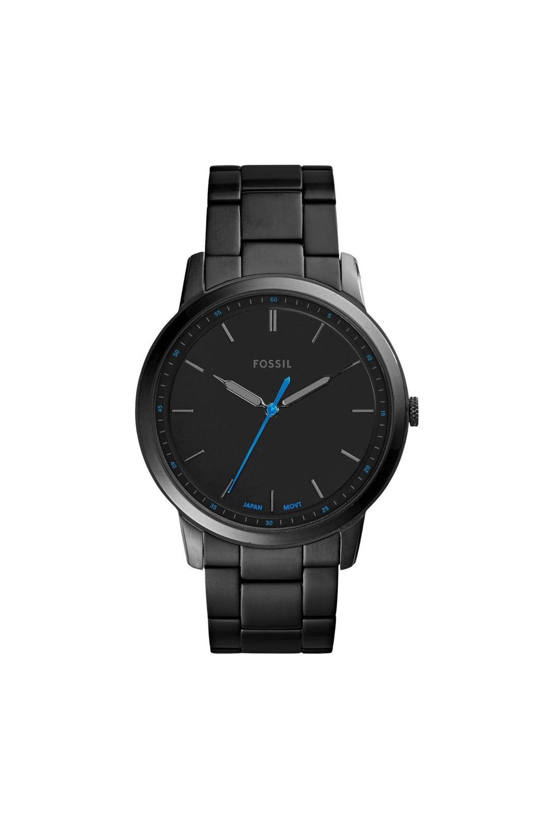 Mens Minimalist 44Mm Three-Hand Black Stainless Steel Watch