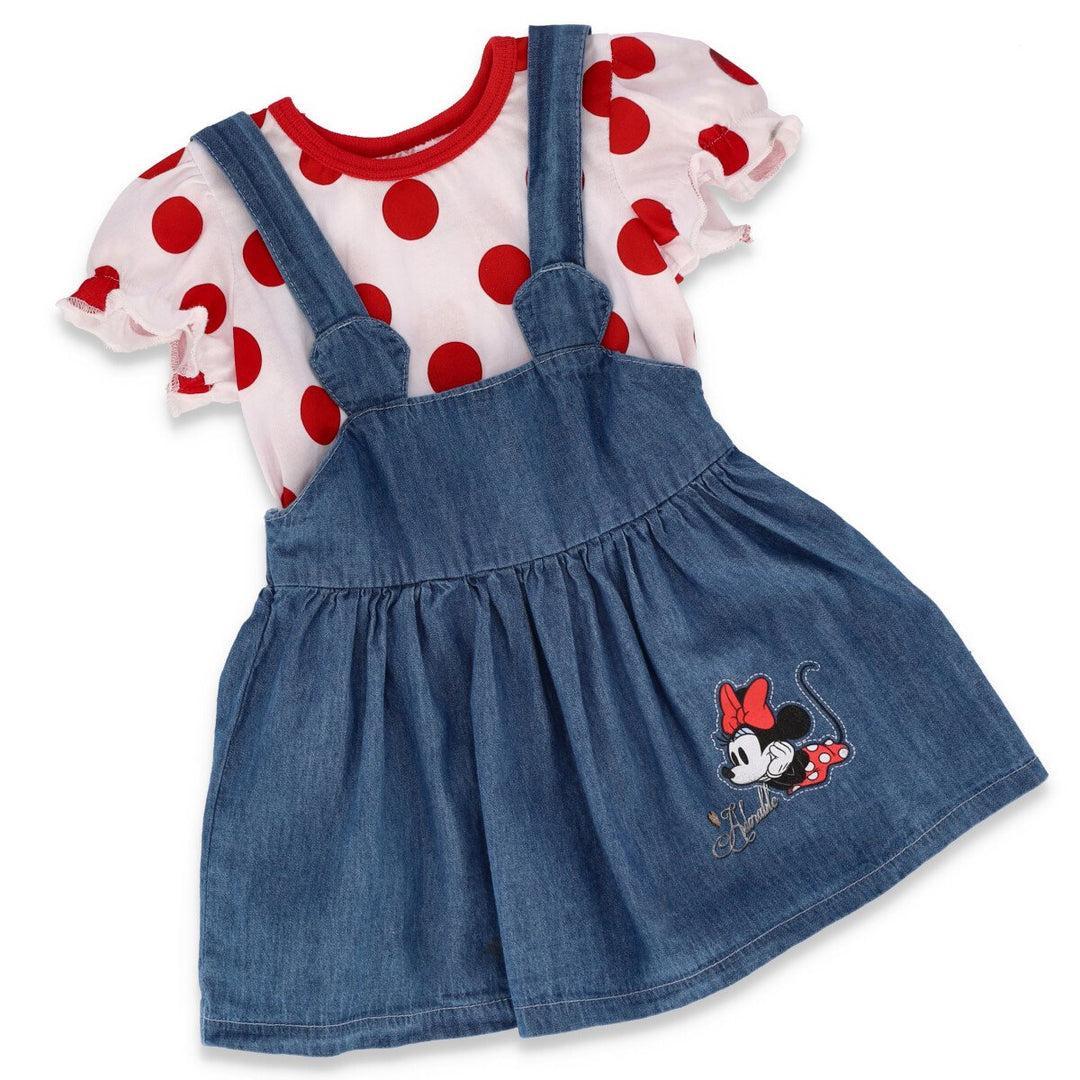 Baby Girls Pinnie And Tee Dress - Medium Wash