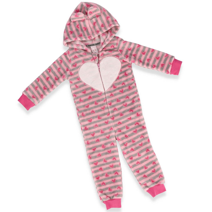 Girls Heart All Over Print Onesie - Pink