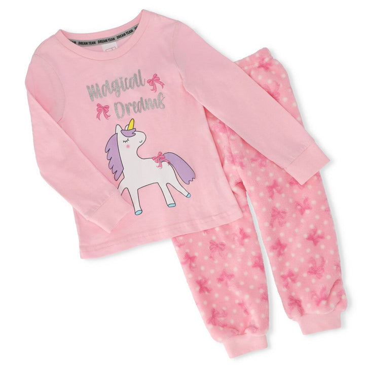 Pre-Girls Unicorn Bow Sleep Set - Pink
