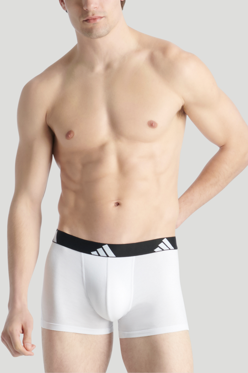 3 Pack Active Flex Cotton Trunk - White/Grey/Black