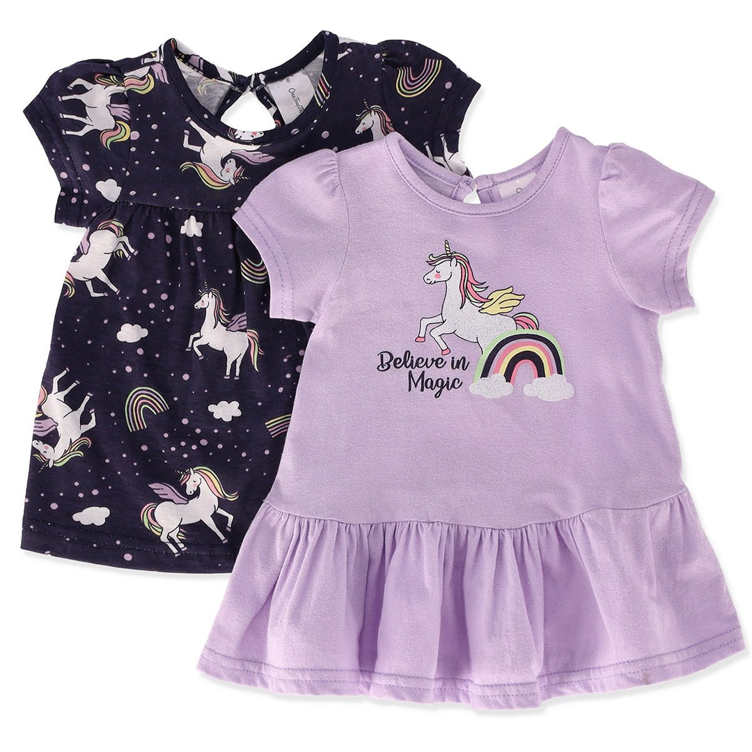 Baby Girls 2 Pack Rainbow Dress - Navy