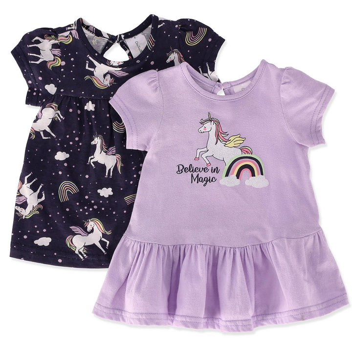 Baby Girls 2 Pack Rainbow Dress - Navy