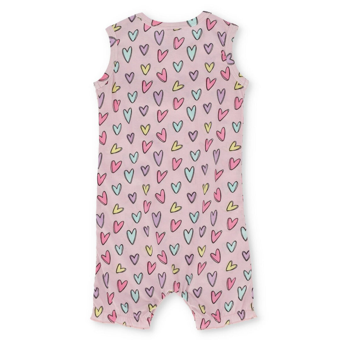 Baby Girls Heart All Over Print Romper - Lilac