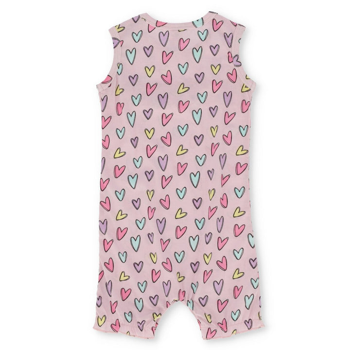 Baby Girls Heart All Over Print Romper - Lilac