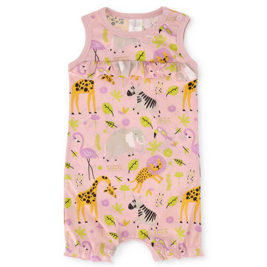 Baby Girls Animal All Over Print Romper - Pink