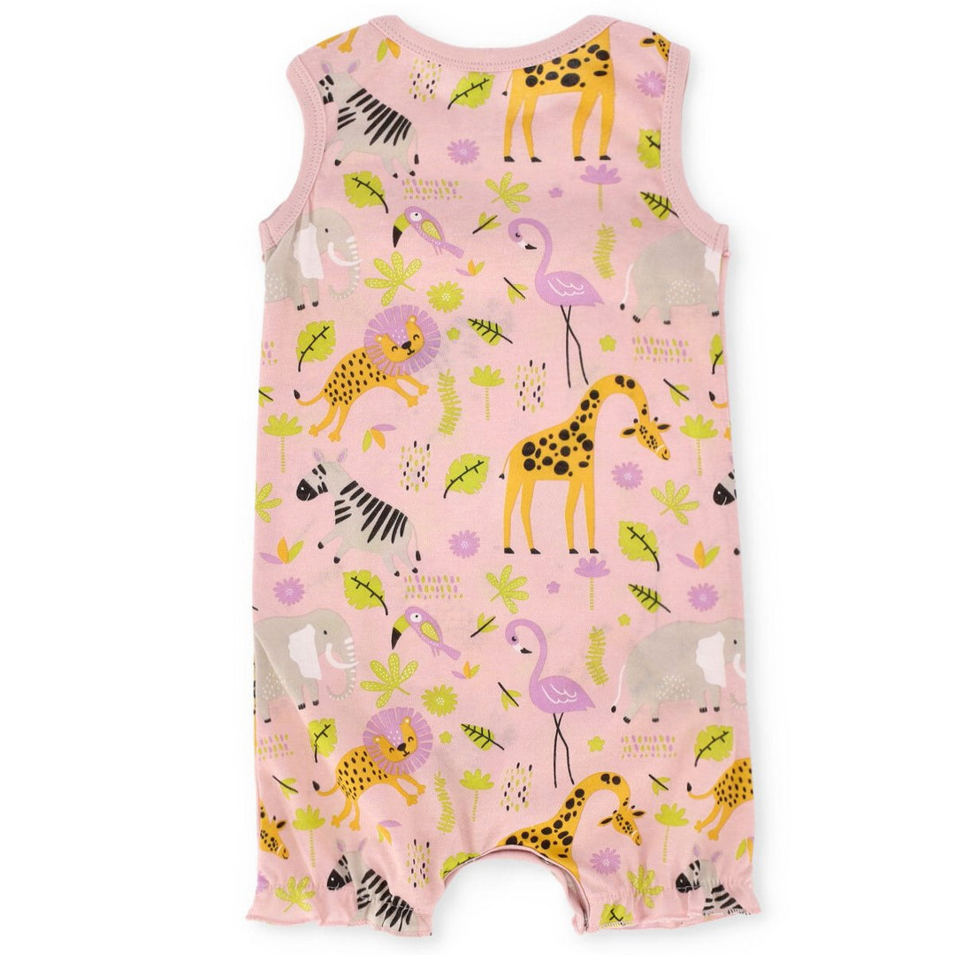 Baby Girls Animal All Over Print Romper - Pink