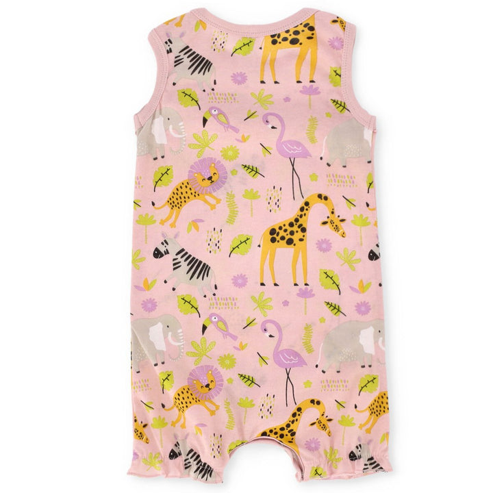 Baby Girls Animal All Over Print Romper - Pink
