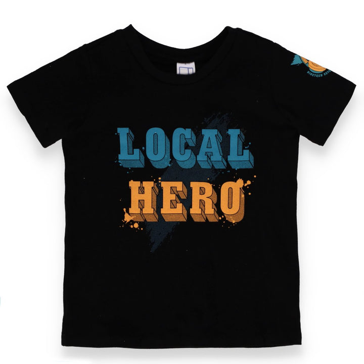 Pre-Boys Local Hero Sloglan Top - Black