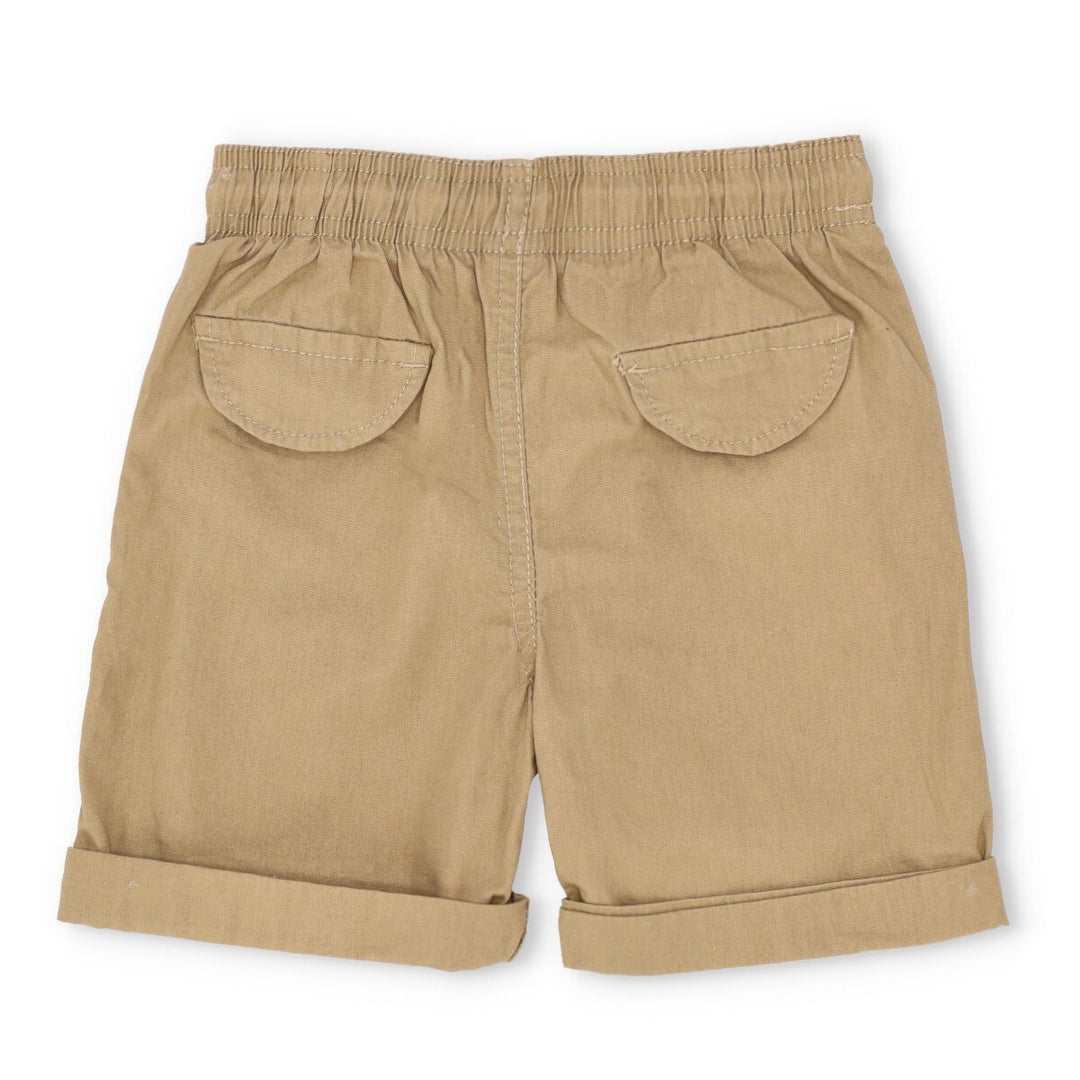 Pre-Boys Plain Woven Roll-Up Short - Tobacco