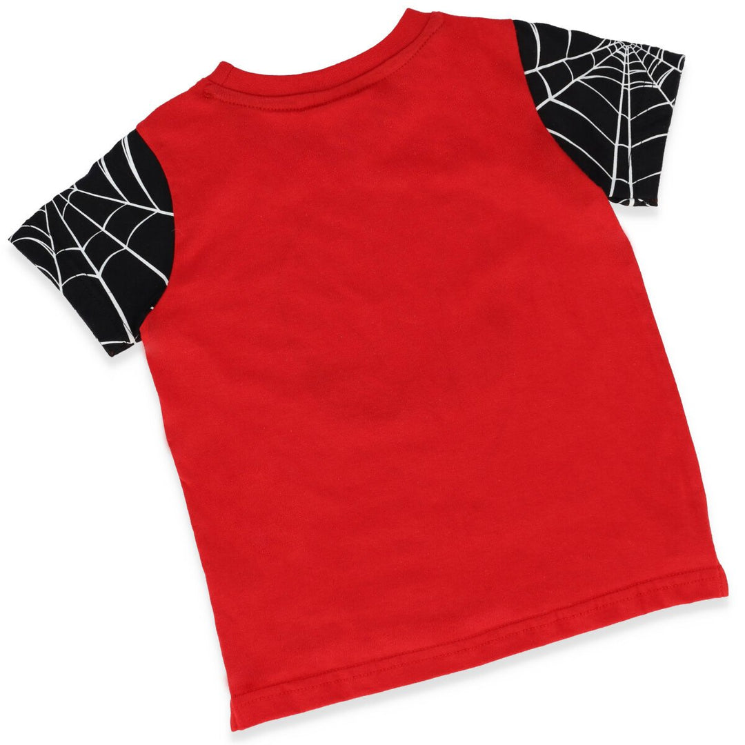 Pre-Boys Spiderman Web Face Tee - Red