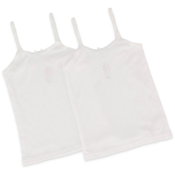 Girls 2 Pack Strappy Vest - White