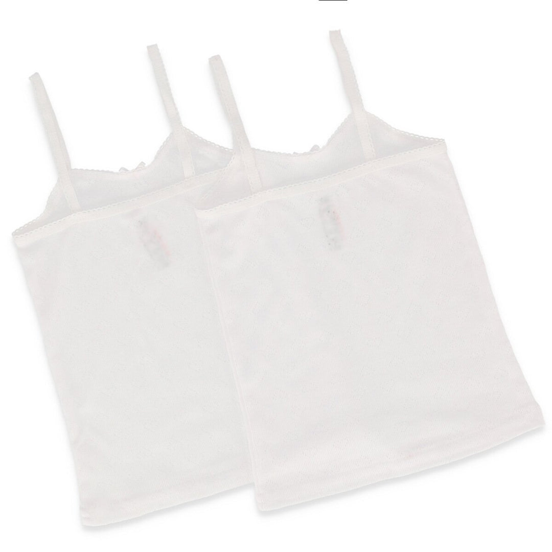 Girls 2 Pack Strappy Vest - White