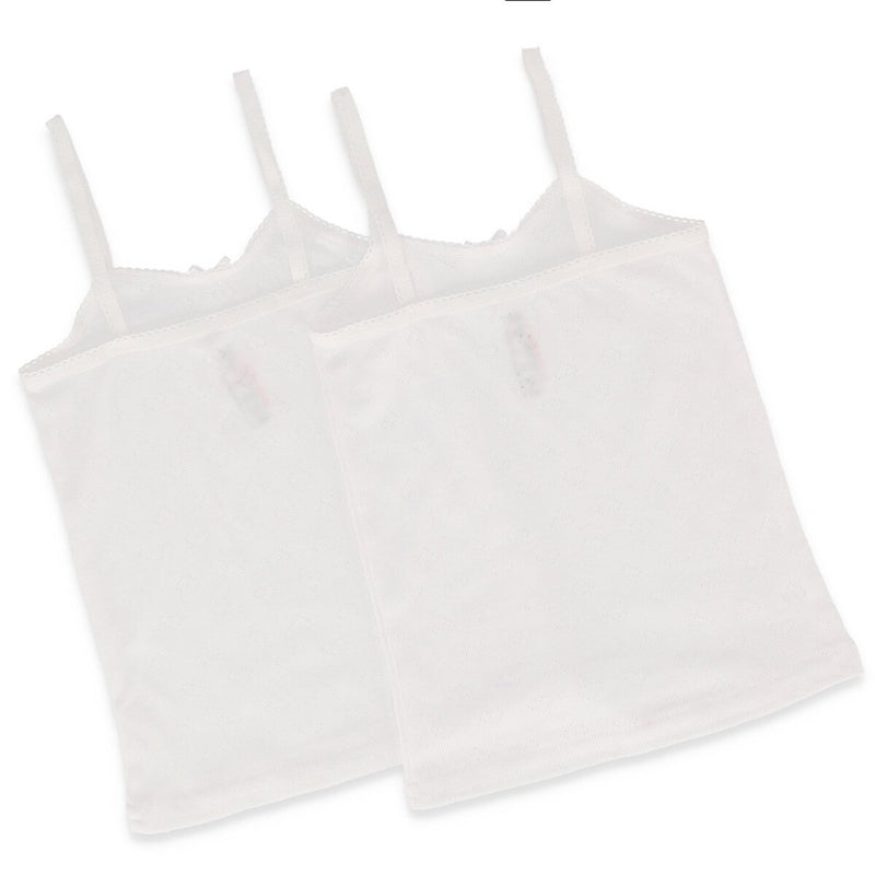 Girls 2 Pack Strappy Vest - White