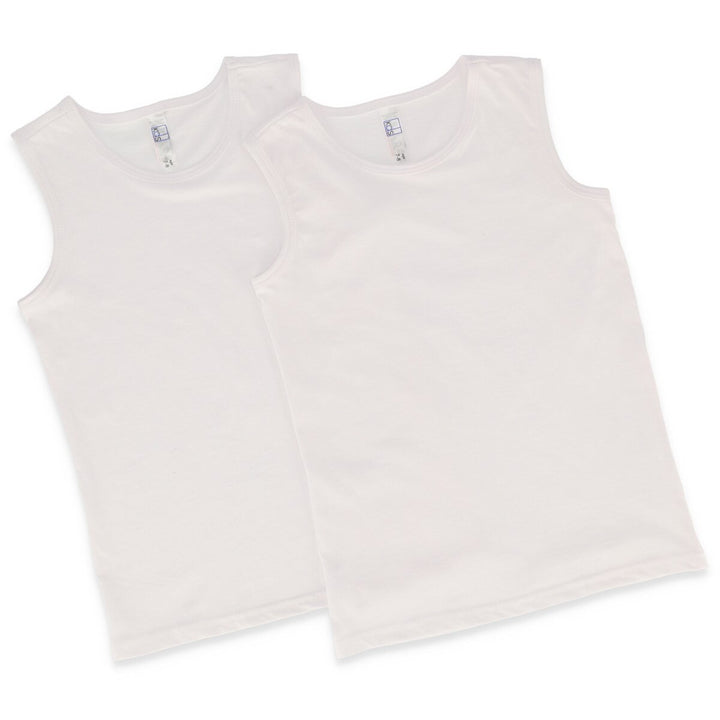 Pre-Boys 2 Pack Sleevless Vest - White