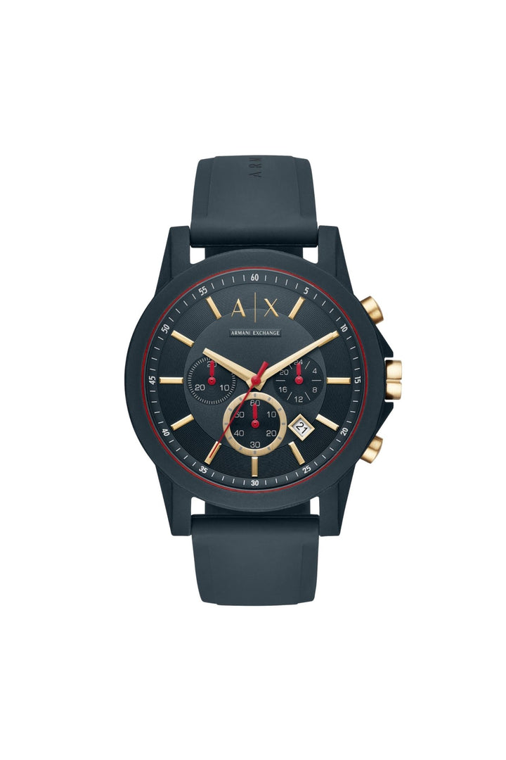 Mens Chronograph Blue Silicone Watch