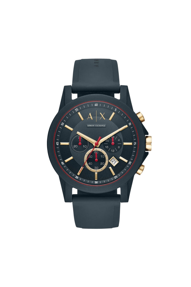 Mens Chronograph Blue Silicone Watch