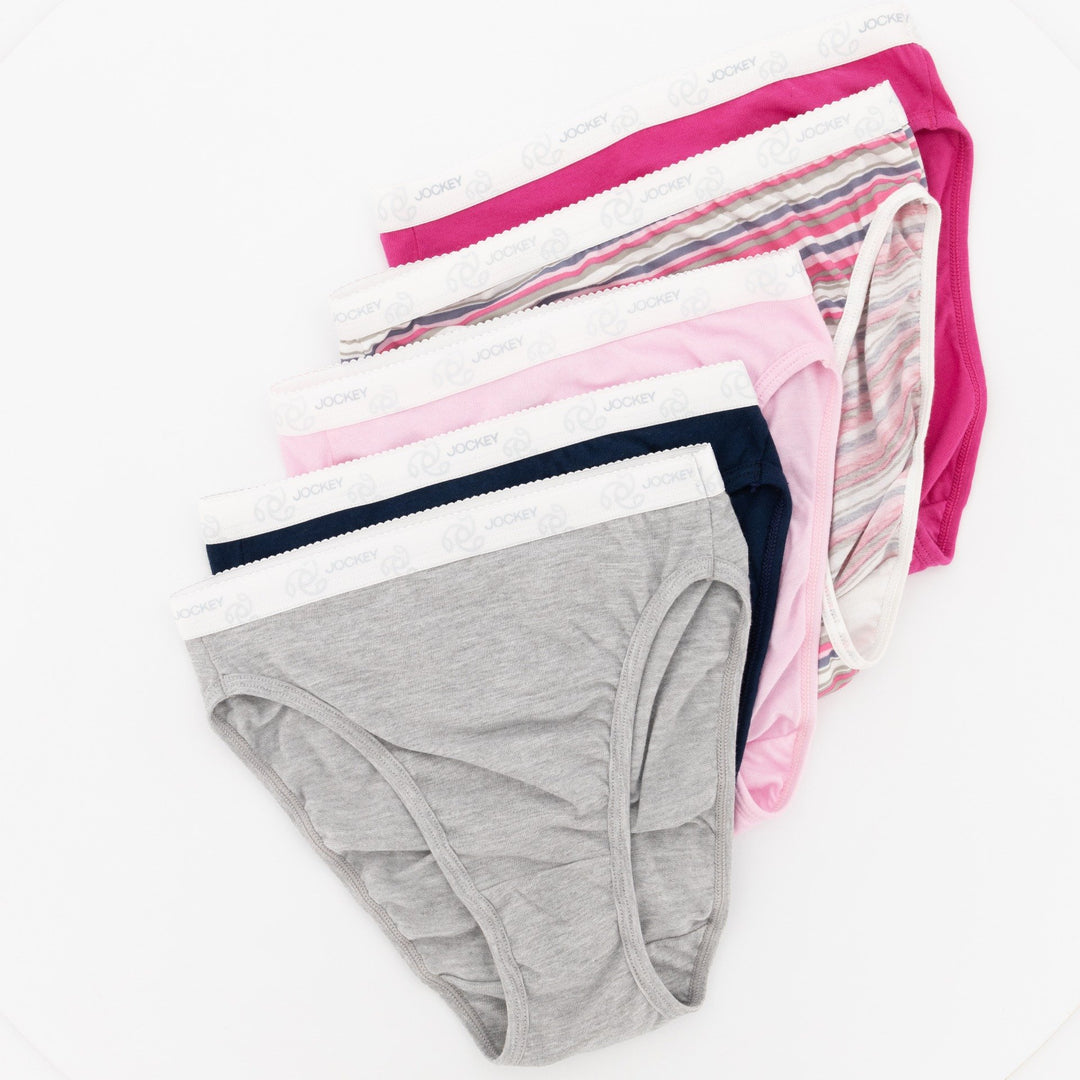 Ladies 5 Pack High Cut Stripe Panties
