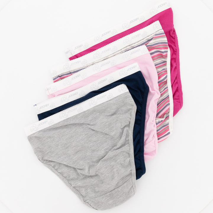 Ladies 5 Pack High Cut Stripe Panties