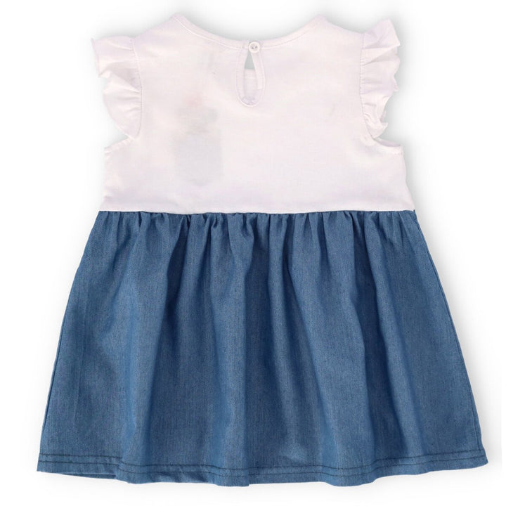 Baby Girls Chambray Pug Combo Dress - Grey