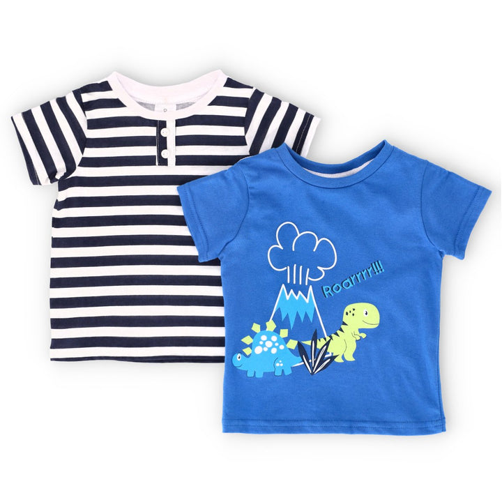 Baby Boys 2 Pack All Over Print Dino Friends Tee - Navy