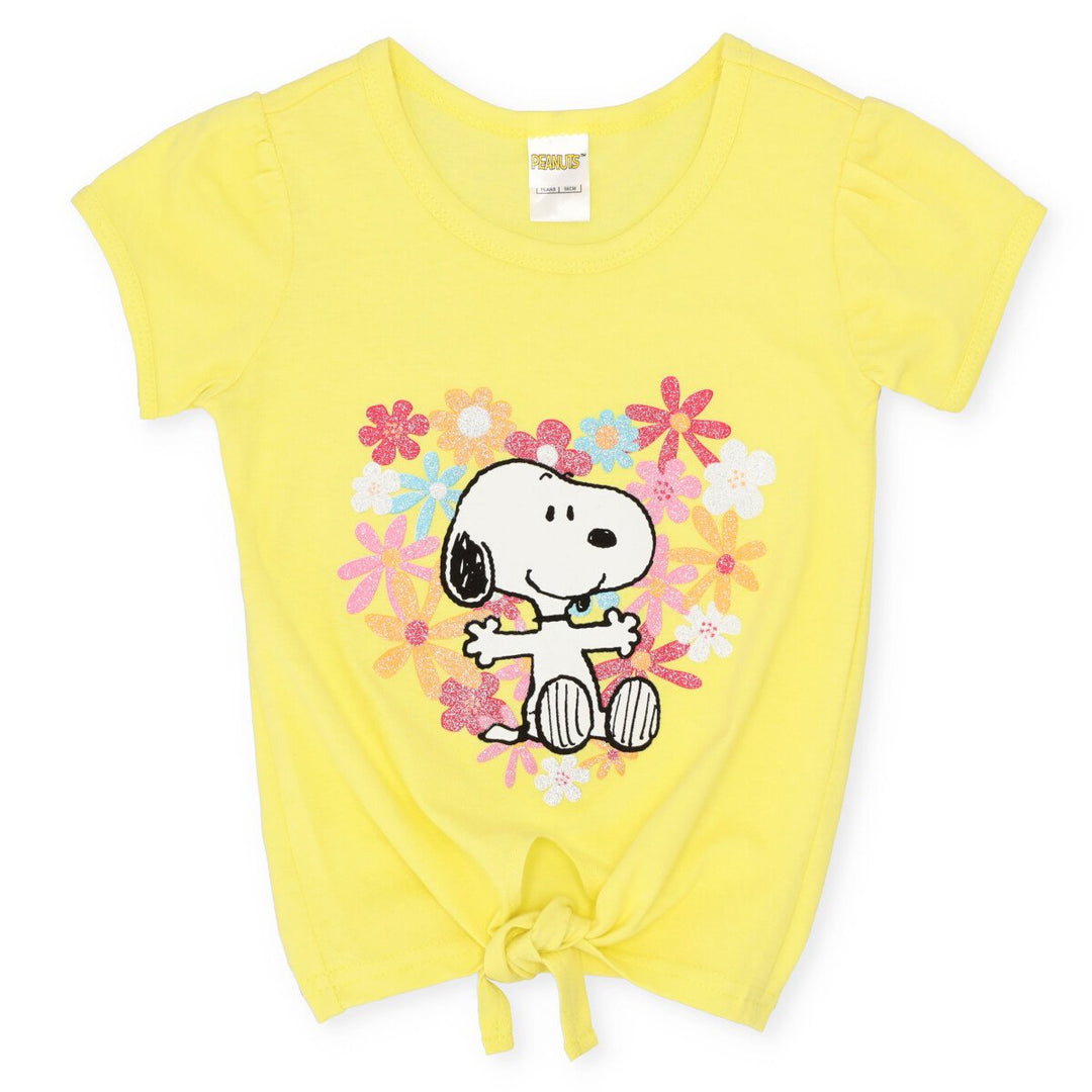 Pre-Girls Snoopy Tee With Front Knot - Yellow