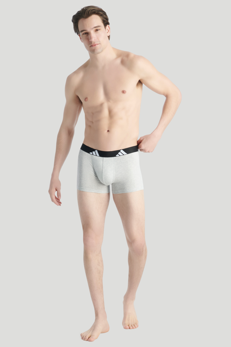 3 Pack Active Flex Cotton Trunk - White/Grey/Black