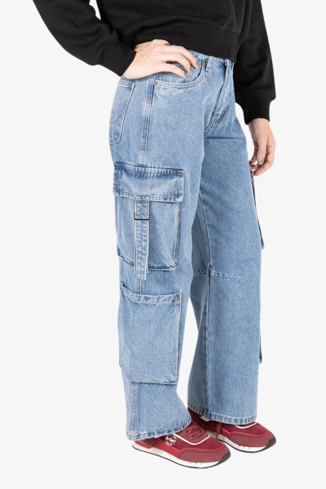 Wideleg Cargo Denim - Light Indigo