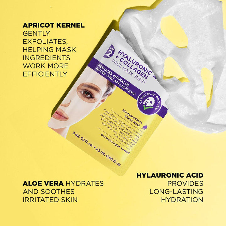 Skin Republic 2 Step Hyaluronic Acid + Collagen Face Mask