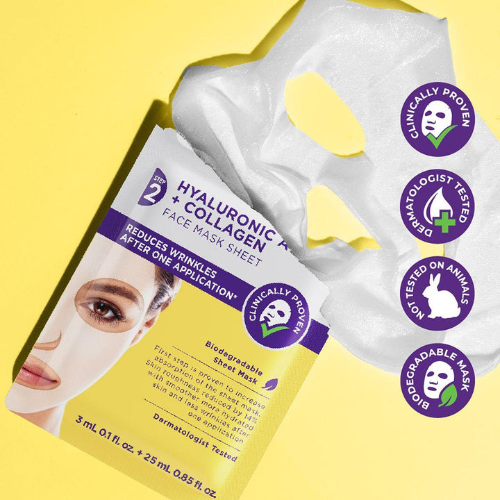Skin Republic 2 Step Hyaluronic Acid + Collagen Face Mask