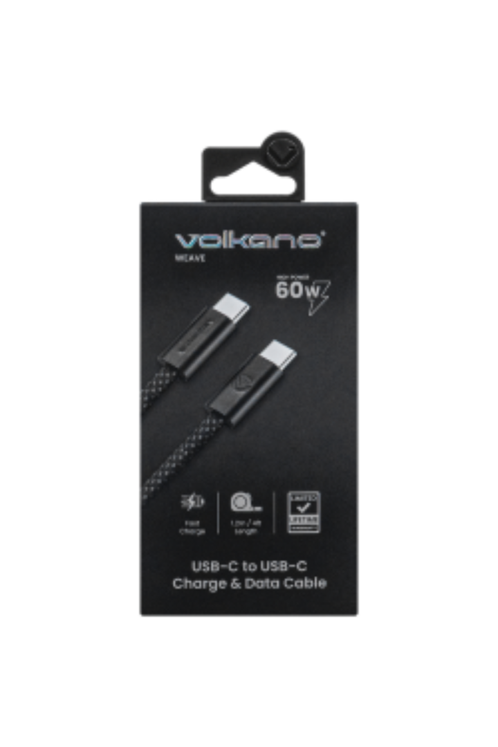 Weave Series 60w USB C to USB C 1.2m - Black