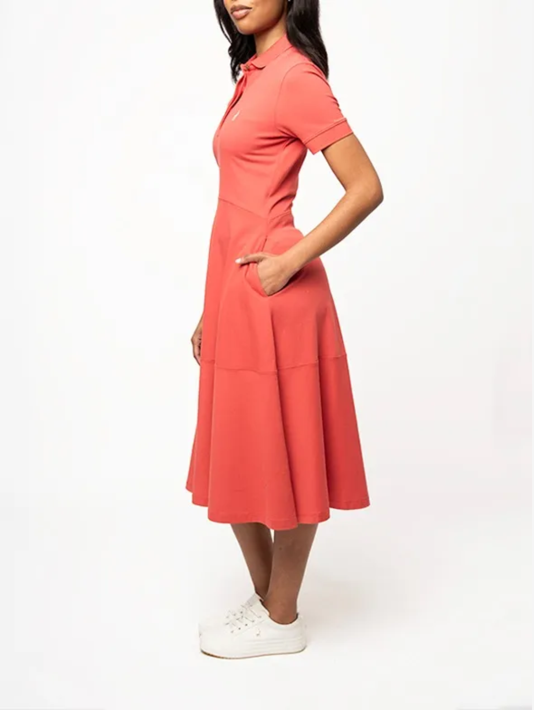 Emily Fit & Flare Golfer Dress - Burnt Orange
