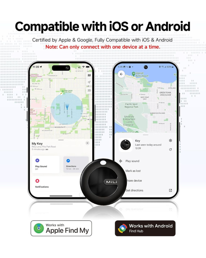 MiTag Duo with Key Ring - Black