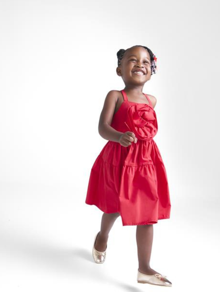 Pre-Girls Flower Dress - Red