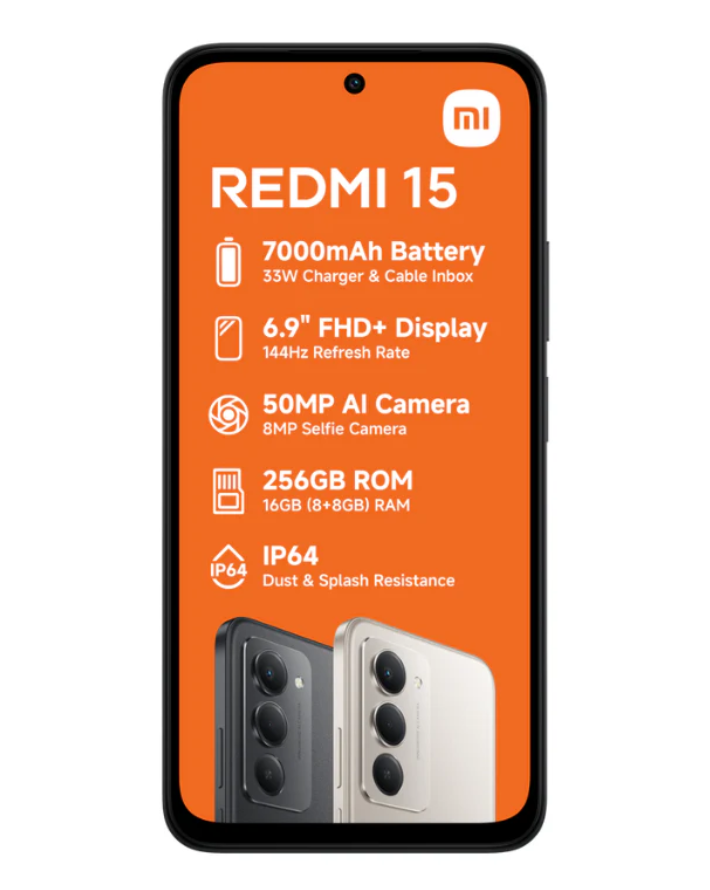 Redmi 15 Dual Sim (8+256GB) Cellphone - Black – Edgars