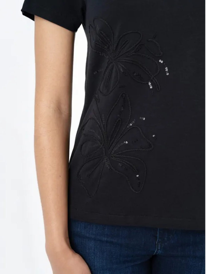 Bella Embroidered T-Shirt - Black
