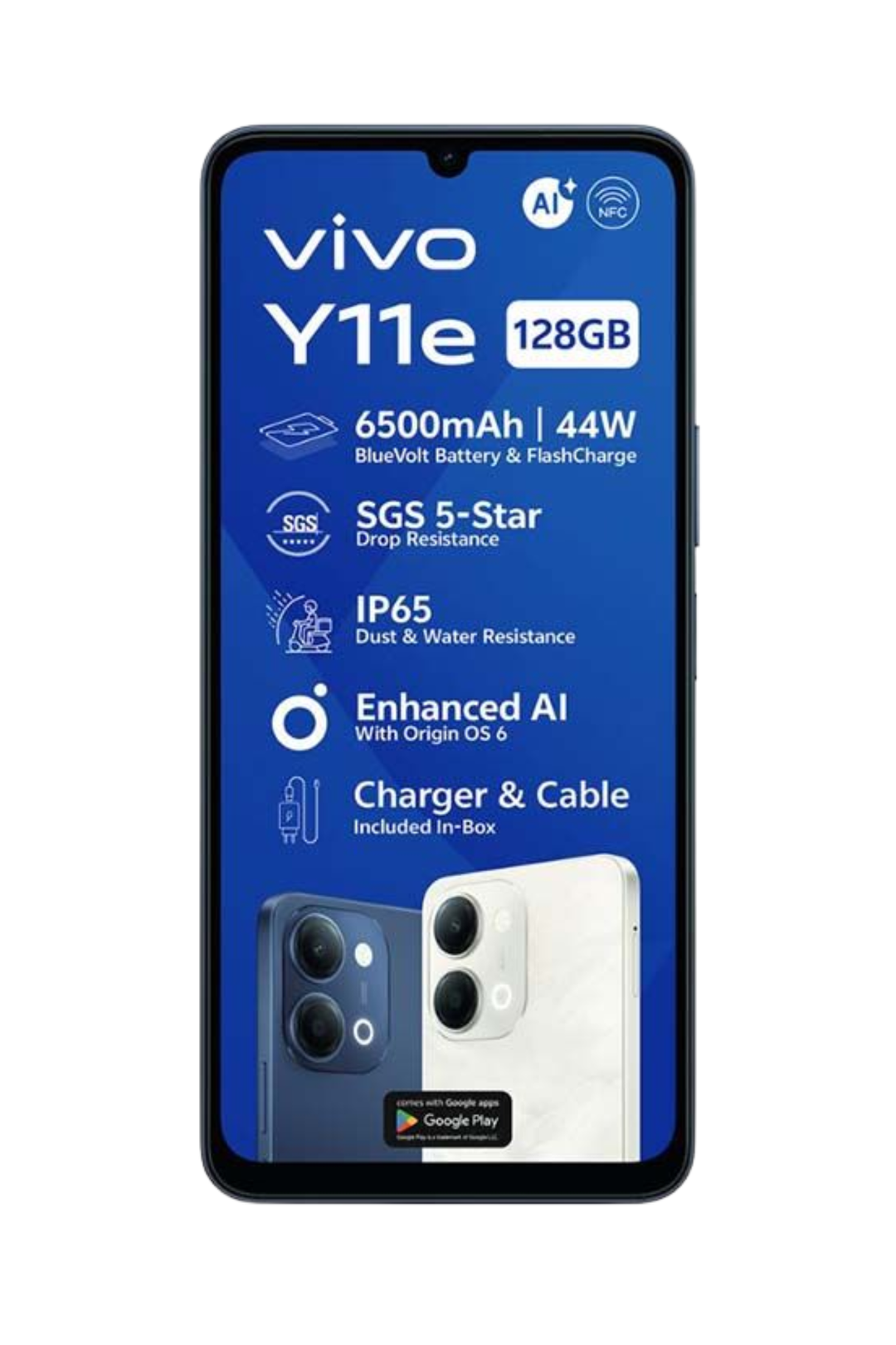 Y11e Bundle 4GB+128GB Dual Sim Cellphone - Black