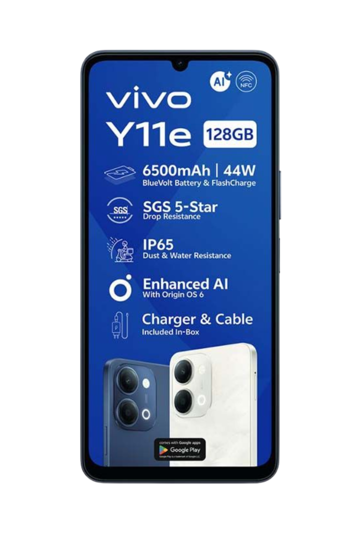 Y11e Bundle 4GB+128GB Dual Sim Cellphone - Black