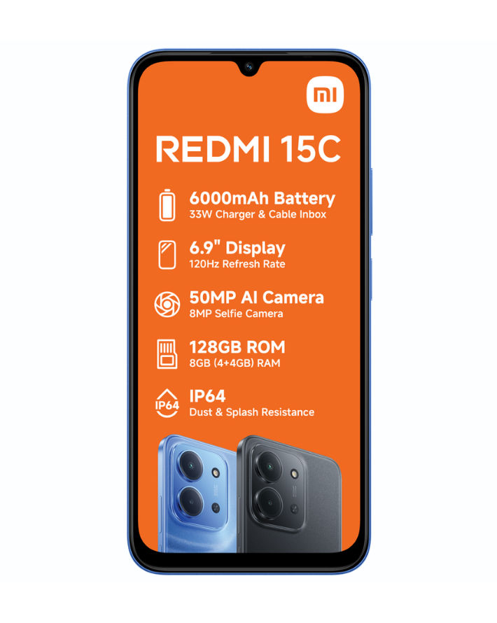 Redmi 15c 128GB 4G Dual Sim Cellphone - Blue