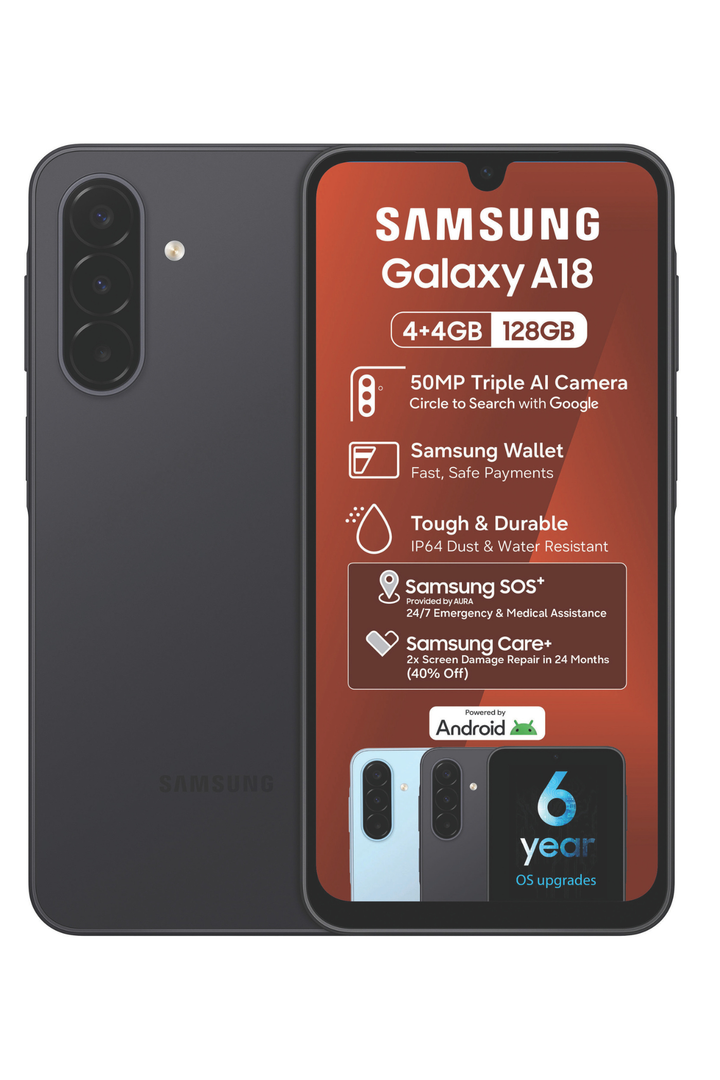 A18 128GB Dual Sim Cellphone - Black
