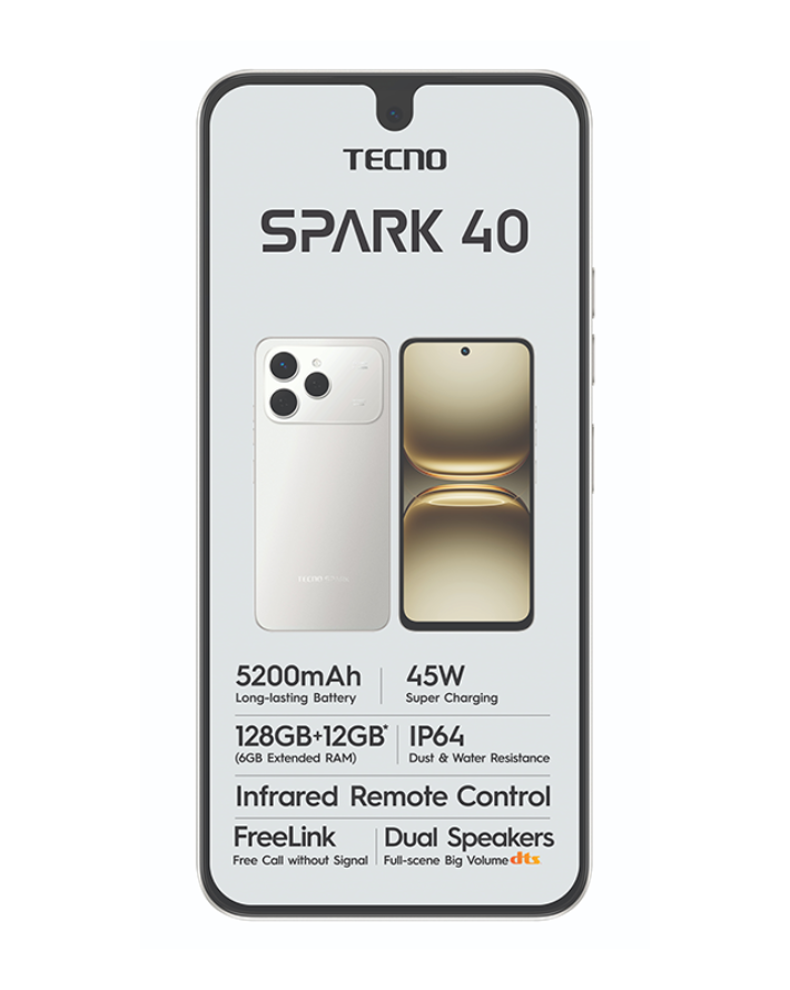 Spark 40 128GB 4G Dual Sim Cellphone - Grey