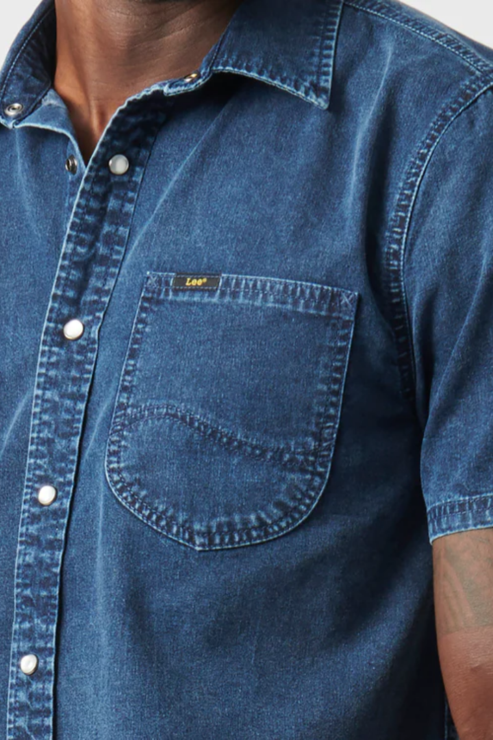 Lazy Denim Short Sleeve Shirt - Stonewash
