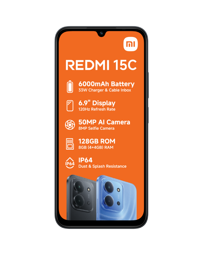 Redmi 15c 128GB 4G Dual Sim Cellphone - Black - Box Deal