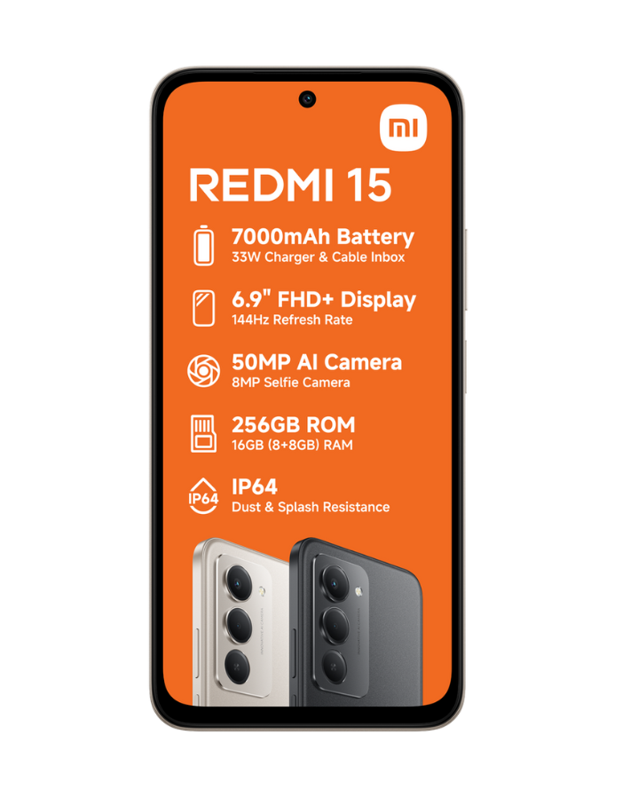 Redmi 15 Dual Sim (8+256GB) Cellphone - Titan Grey