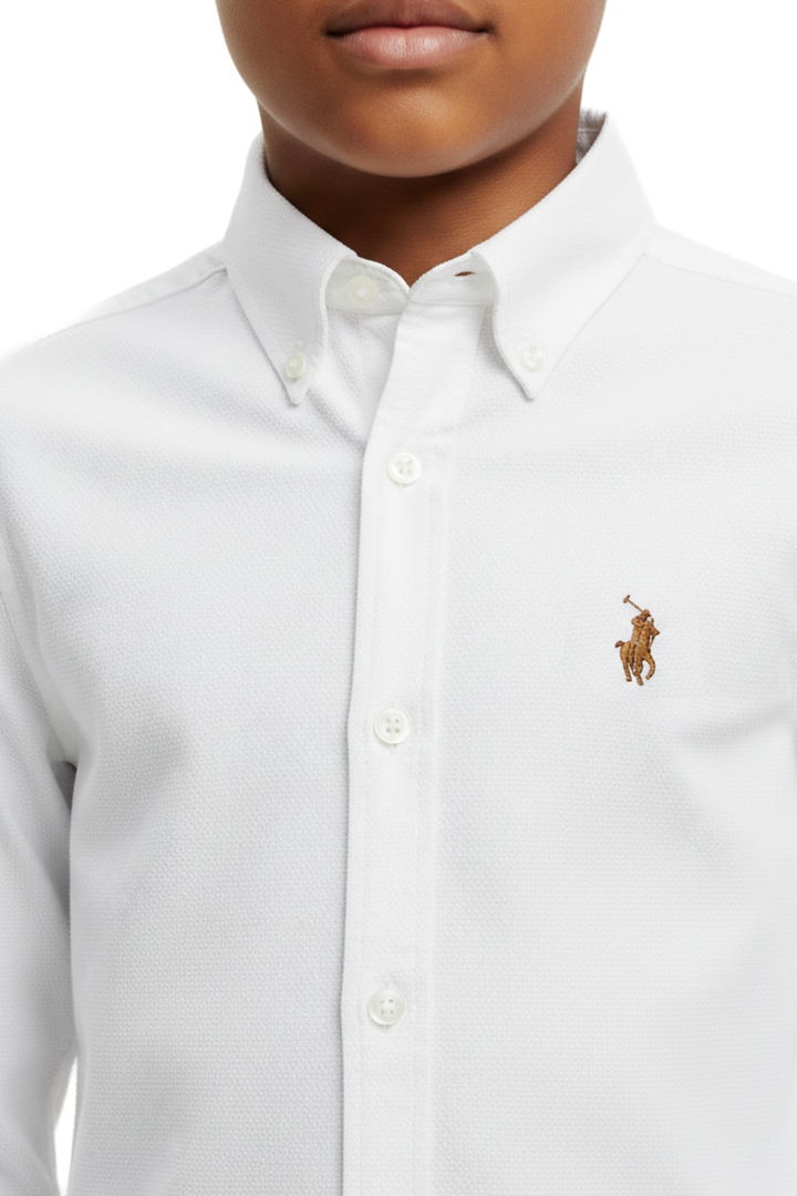 Pre-Boys Long Sleeve Formal Shirt - White