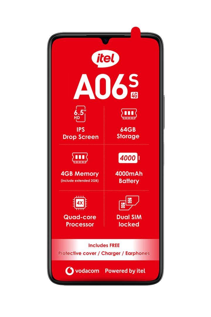 A06S 64GB 4G Dual Sim Cellphone - Black