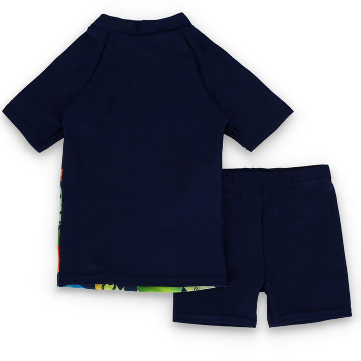 Pre-Boys 2 Piece Camo Fish Swimwear - Navy